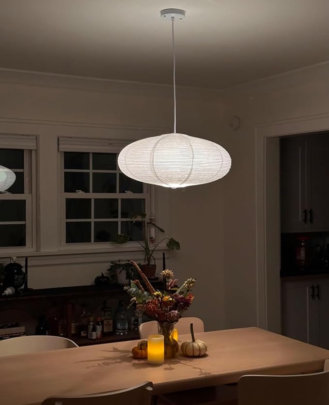 White Oval Paper Lanterns-16.54" Large Hanging Paper Lantern Lamp, Chinese/Japanese Paper Pendant Lampshade for Party Decoration, Wedding, Home Decor Ceiling Lampshade(1 Pack)