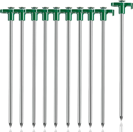 Tent Stakes, 10PCS Heavy Duty Tent Stakes Pegs, Outdoor Camping Windproof Professional Ground Stakes, Metal Tent Pegs for All Kinds of Ground, Specially Designed for Tent Canopies