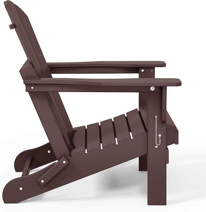 WestinTrends Malibu 4-Piece Set Outdoor Folding Poly Adirondack Chair, Dark Brown