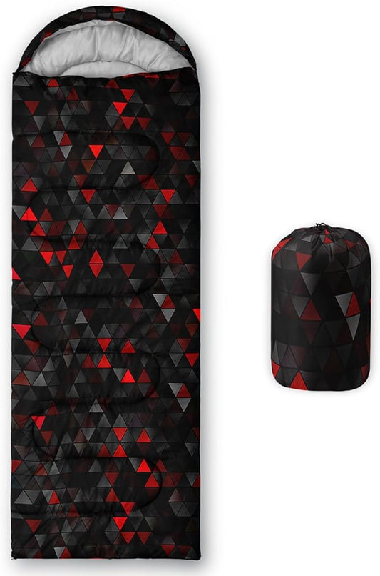 Sleeping Bags for Adults and Kids，3D Printing Camping Sleeping Bag for Girls Boys Lightweight Waterproof Cold/Warm 3-Season，Outdoor Travel with Compression Bags