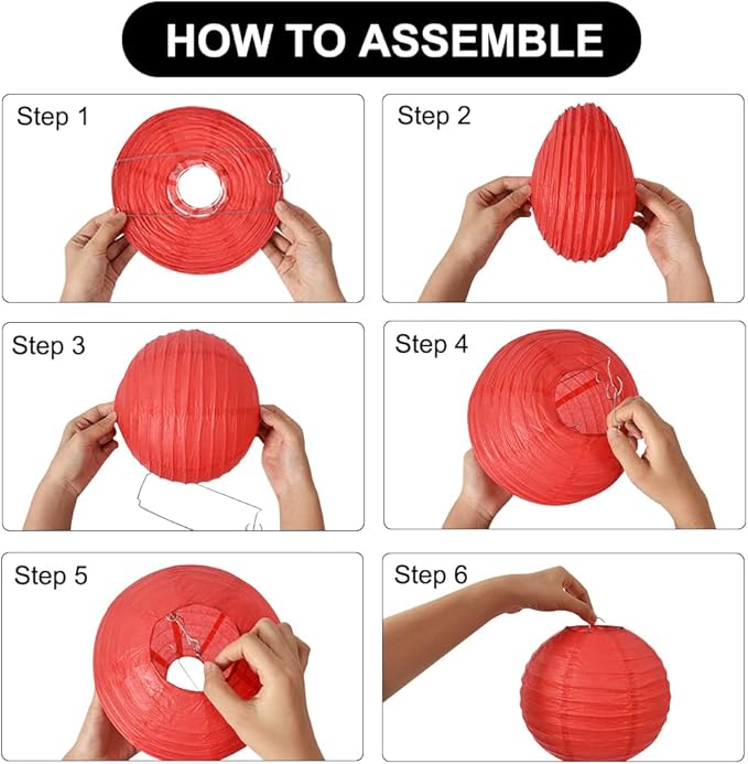 BEISHIDA 16 Pcs Black Gold Paper Lanterns,Hanging Decorative Chinese Japanese Round Paper Lantern Lamp for Wedding Graduation Anniversary Birthday Party Decoration