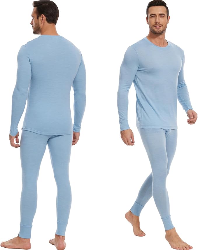 MERINNOVATION Merino Wool Base Layer Set for Men 100% Merino Wool Thermal Underwear Long Sleeve