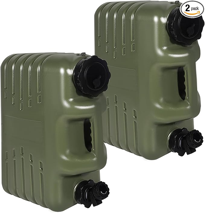 REDCAMP 4 Gallon/15L Portable Water Container with Spigot, Camping Water Jug, Water Containers, Water Tank, Portable Emergency Water Storage for Camping, Car, Hiking, Green, 2Pack