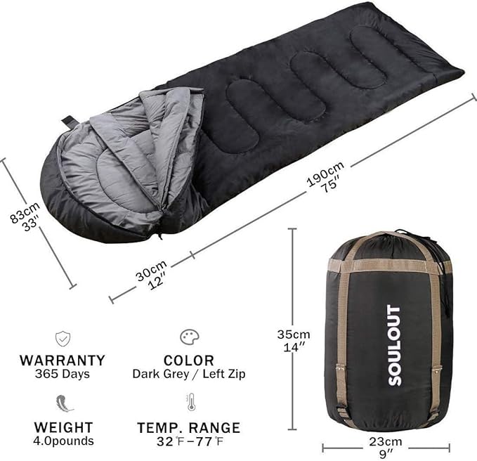 Sleeping Bag,3-4 Seasons Warm Cold Weather Lightweight, Portable, Waterproof Compression Sack Adults & Kids - Indoor & Outdoor Activities: Traveling, Camping, Backpacking, Hiking