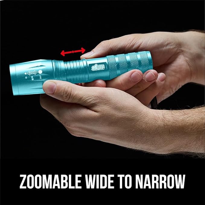 GORILLA GRIP Powerful LED Tactical Flashlight, 750 FT High Lumens 5 Adjustable Modes, Water Resistant, Ultra Bright Flashlights, Small Mini Flash Light, Camping, Night Dog Walking, 2 Pack Turquoise