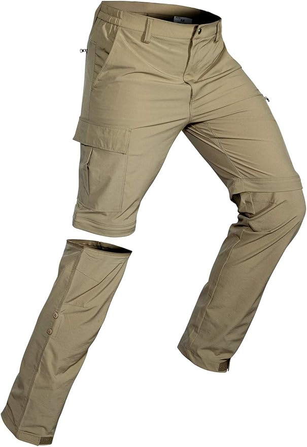 Wespornow Men's-Convertible-Hiking-Pants Quick Dry Lightweight Zip Off Breathable Cargo Pants for Outdoor, Fishing, Safari