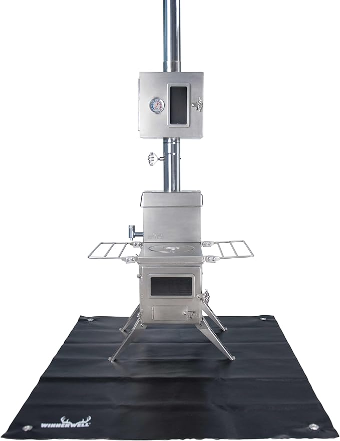 Winnerwell Nomad Medium Tent Stove | Tiny Portable Wood Burning Stove for Tents, Shelters, and Camping | 800 Cubic Inch Firebox | Precision Stainless Steel Construction | Includes Chimney Pipe