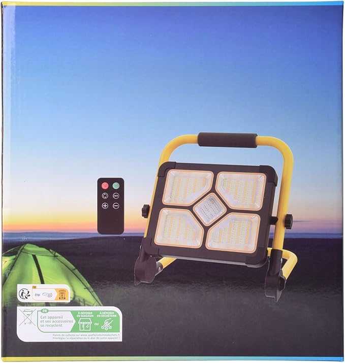 ERAY Rechargeable Work Light with Remote Control and Stand,15000mAh Battery 10000LM Worklight, Portable Solar Camping Lights, IP66 4 Lighting Modes Work Lights for Outdoor Emergency Car Repairing