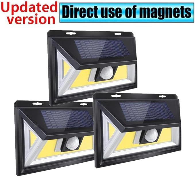 Upgrade 3-Pack Solar Motion Sensor Lights With Magnet, Ultra Bright Outdoor, 270 Wide Angle Waterproof Safety, for Courtyards, Garages, Decks (3 Black)