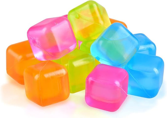 Reusable Ice Cubes, 60 pack Refreezable Plastic Ice Cubes Reusable, Square Ice Cube for Drinks BPA Free (Multicolor)
