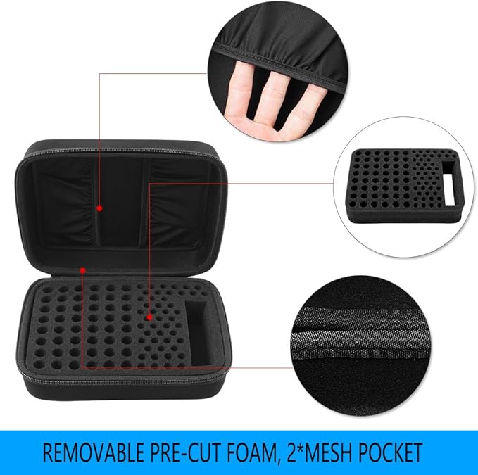 Battery Organizer Storage Box Case Holder for 48 x AA, 48 x AAA Total 96 Batteries with Battery Tester, Extra 2 Pockets for Other Accessories