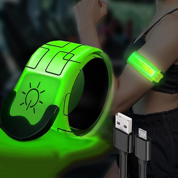 LED Armband for Running,USB Rechargeable Safety Light for Runners,High Visibility Light Up Band Reflective LED Bracelet for Night Walking Jogging Cycling Running Gear
