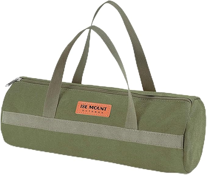 Tent Stakes Bag, Double Layer Tent Pole Pegs Storage Bag, Camping Accessories Large-Capacity Canvas Tool Bag with Zipper for Man Camping, Hiking (40cm Green)