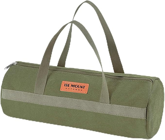 Tent Stakes Bag, Double Layer Tent Pole Pegs Storage Bag, Camping Accessories Large-Capacity Canvas Tool Bag with Zipper for Man Camping, Hiking (40cm Green)