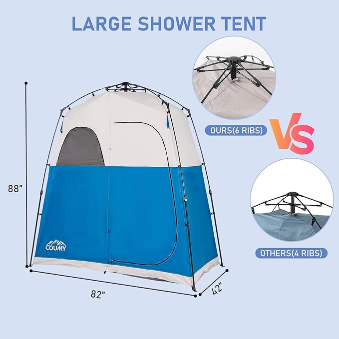 Instant Pop-up Camping Shower Tent Privacy Shelter with 1 Room/2 Rooms, Portable Outdoor Shower, Changing Room, Sun Shelter for Camping, Beach Hiking, and Fishing