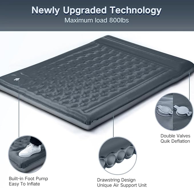 Camping Sleeping Pad, Extra Thick 5 Inch Camping Mat with Pillow Built-in Foot Pump Inflatable Sleeping Pads Compact for Camping Backpacking Hiking Traveling Tent