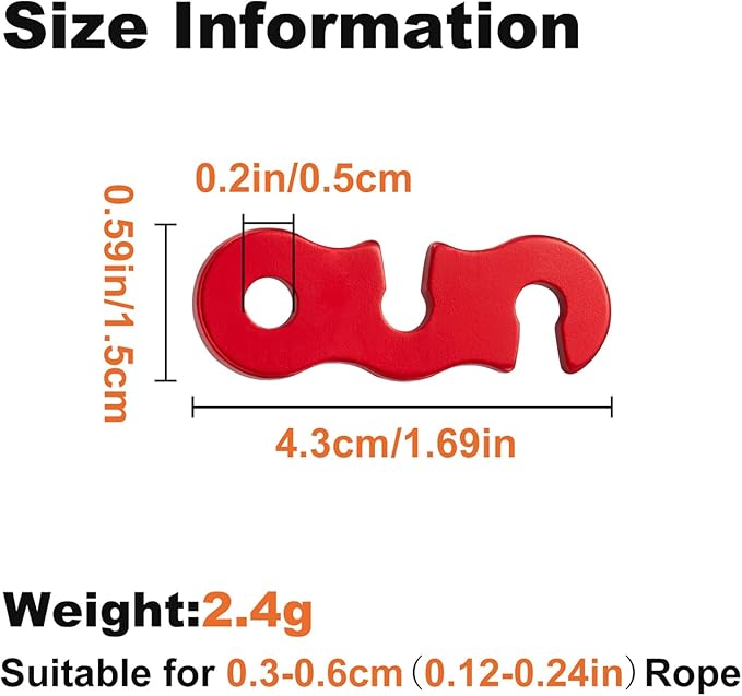 SATINIOR Guyline Tensioner Aluminum Alloy Tent Cord Paracord Tensioner Guy Line Rope Adjusters Cam Jam Cord Tighteners for Outdoor Tent Camping Hiking Accessories