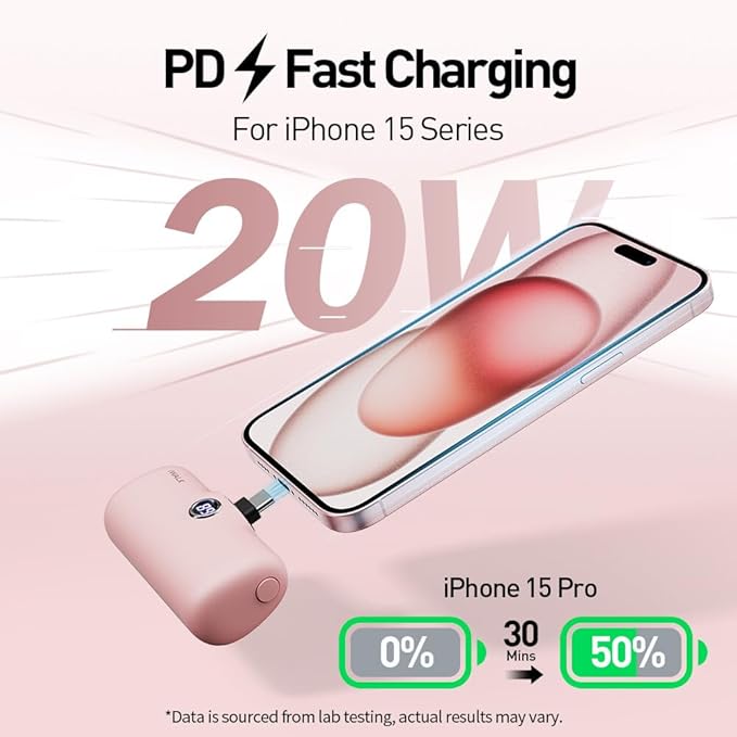 iWALK USB-C Portable Charger for iPhone 15/16, Mini 20W 4,800mAh Wireless Power Bank Fast Charging Travel Battery Pack Compatible with iPhone 16/15/15 Plus/15 Pro/15 Pro Max, Andriod Phone Samsung