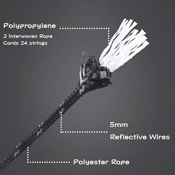 Hikeman 10 Pack 4mm Camping Rope Reflective Outdoor Guy Lines with Aluminum Guyline Adjuster Tensioners Nylon Tent Tie Downs for Hiking Backpacking Tarp,Canopy Shelter (Fluorescent Green)