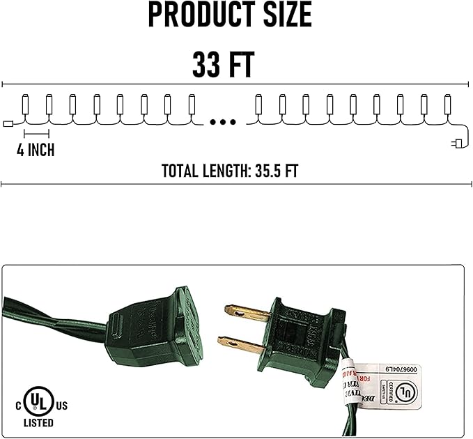 Dazzle Bright St. Patrick's Day String Lights, 100 LED 33FT Waterproof Connectable String Lights, 120V UL Certified Christmas Decorations for Garden Yard Indoor Outdoor (Green)