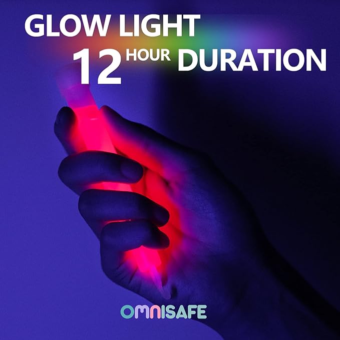 96 Ultra Bright Large Glow Sticks with 96 Black PE String, Multi Use Colourful 6 Inch Glowsticks for Parties, Camping, Emergency Glow Sticks For Blackout, Long-lasting Lighting Waterproof and