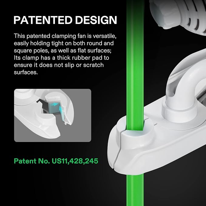 VIVOSUN AeroWave A6 Grow Tent Clip Fan, Patented Portable Auto Oscillating Fan 6" with 2-Speed, Strong Airflow but Low Noise, and Fully-Adjustable Tilt for Hydroponic Ventilation, White, 2-Pack