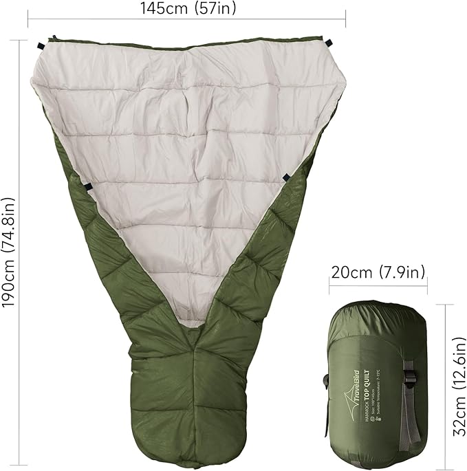 Top Quilt for Hammocks, Ultralight Sleeping Bag Topquilt, Warm Insulation Sleeping Quilt for Outdoor Hammock Camping