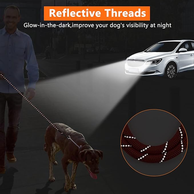 NTR 8FT Heavy Duty Dog Leash Green Rope Dog Leash with Swivel Lockable Hook and Comfortable Padded Handle Cat Puppy Leash Lead Small Medium Large Dogs Training Playing Camping,or Backyard 8ft*1/2Inch