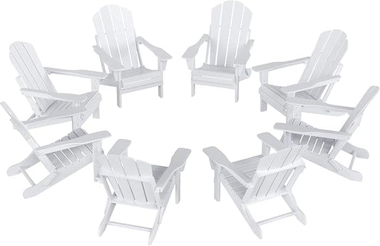 WestinTrends Malibu Malibu Outdoor Folding Poly Adirondack Chair (Set of 8), White