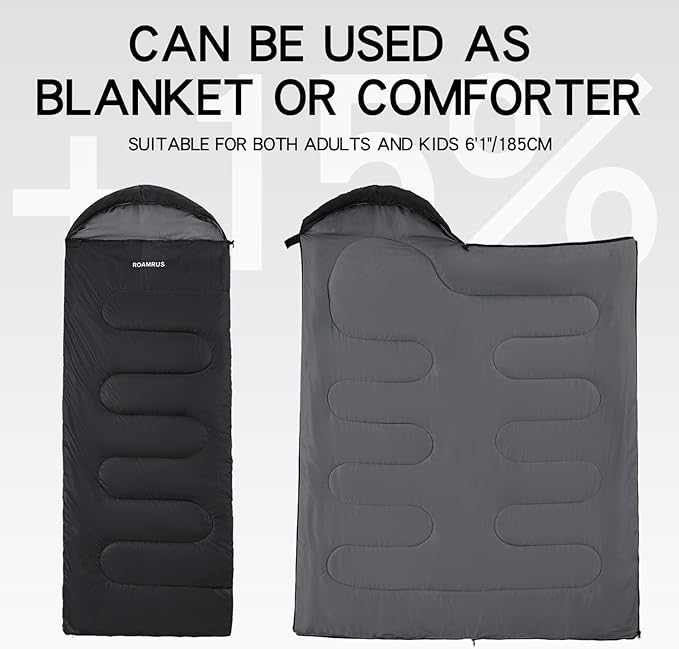 3 Seasons Sleeping Bags for Adults, Portable, Waterproof, Lightweight,with Storage Sack for Outdoor & Indoor, Hiking, Camping, Warm & Cold Weather Sleeping Bag for kids 10-12, Girls, Boys Mens