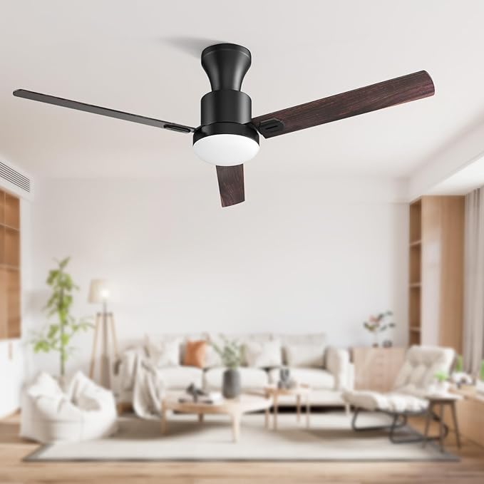 Obabala 60" Outdoor Ceiling Fan, LED Light, Smart Remote & APP Control, 6-Speed Reversible DC Motor, Modern Ceiling Fan for Large Rooms, Covered Patio