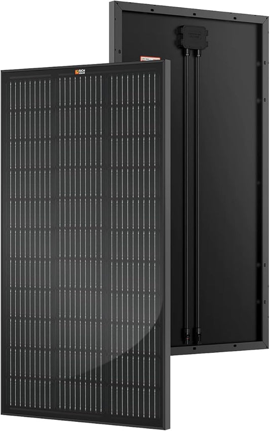 RICH SOLAR 100 Watt 12 Volt 9BB Cell Monocrystalline Solar Panel High Efficiency Solar Module Charge Battery for RV Trailer Camper Marine Off Grid All Black