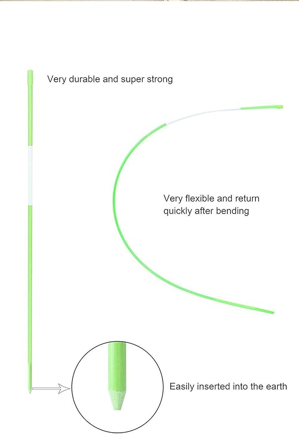 Reflective Driveway Markers 36-Inch Green 20-Pack 1/4-Inch Dia Solid Snow Poles Snow Stakes Snow Markers