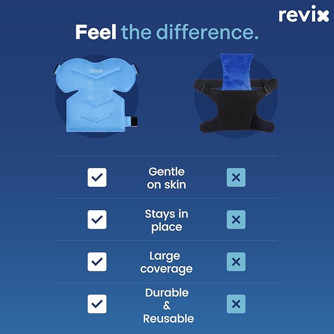 REVIX Shoulder Ice Pack for Rotator Cuff Cold Therapy, Arm Gel Ice Pack for Injuries Reusable, Flexible Cold Compression Wrap for Post-Workout Recovery, Fatigue and Shoulder Discomfort, Blue