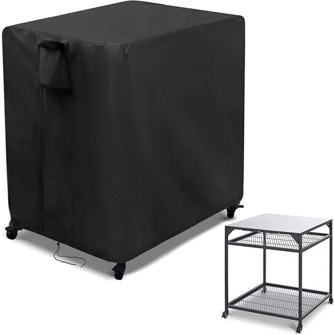 Kingling Outdoor Pizza Oven Table Cover for Ooni Large Table, Waterproof Outdoor Grill Prep Table Cover Pizza Oven Stand Cover - 32''L x 32''W x 35''H(Black)