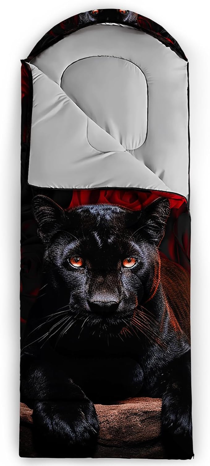 Sleeping Bags for Adults and Kids，3D Printing Camping Sleeping Bag for Girls Boys Lightweight Waterproof Cold/Warm 3-Season，Outdoor Travel with Compression Bags