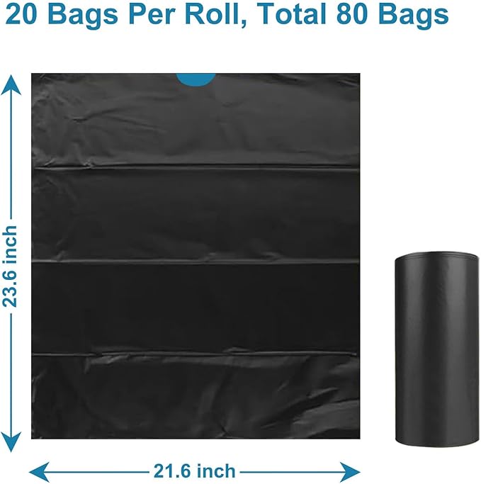 80 PCS Portable Toilet Bags with Drawstring, Biodegradable Porta Potty Bags - 8 Gallon Thickened Waste Bags Fit for 5 Gallon Bucket, Camping Poop Bag, Trash Bags for Home Boating Travel Outdoor