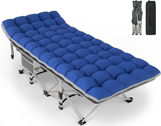 ZENPETIO 28In Folding Camping Cot for Adult, Portable Sleeping Cot with Mattress, Outdoor Heavy Duty Cot Bed for Camp with Carry Bag for Home, Office, Camp, Travel, Vacation(Max Loading 500lbs)