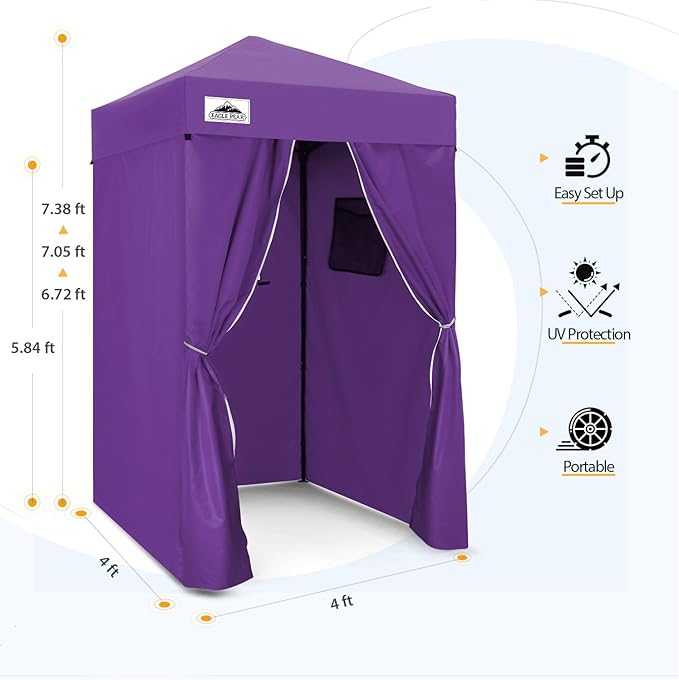 EAGLE PEAK Flex Compact 4x4 Pop-up Canopy Changing Room, Portable Dressing Room, Privacy Changing Tent for Indoor Fashion Photoshoots, Camping, or Pool, Purple