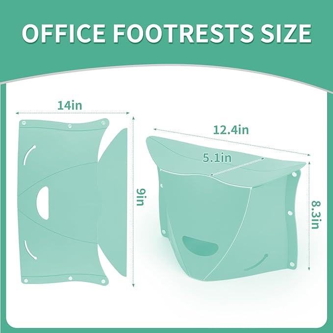 Travel Foot Rest for Airplane & Office - Portable Under Desk Foot Stool, Relieves Back & Knee Pain, Comfort for Long Flights, Cars, Subways & Trains (Green)