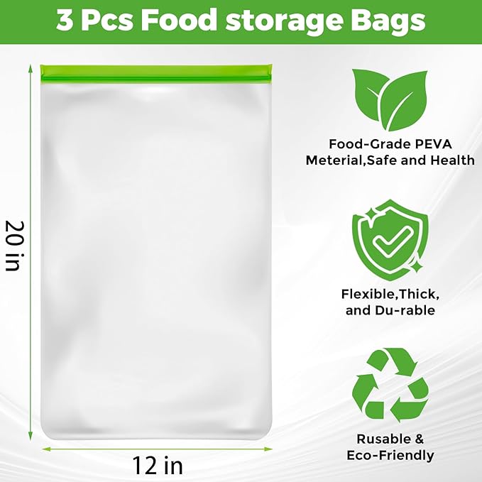 3 Pack Bear Bags for Food Backpacking, Odor Proof Bags-12ｘ20 Inch, Reusable Double Track Zip Closure Storage Bags Keep Fresh fit Camping, Water Sports, Hiking and Home Organization