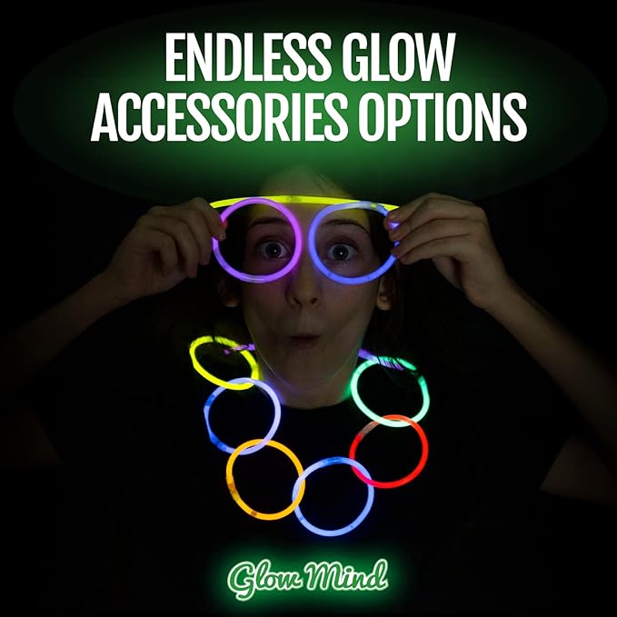 200 Ultra Bright Glow Sticks Bulk - Halloween Glow in the Dark Party Supplies Pack - 8" Glowsticks Party Favors with Bracelets and Necklaces