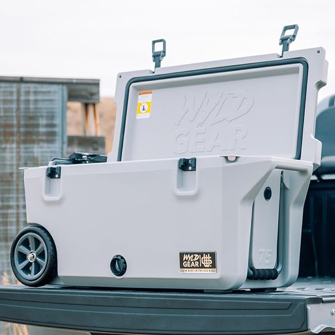 Wyld Gear 75qt Freedom Series Cooler with Wheels – Durable, High-Performance Ice Retention, Portable with Tow-and-Stow Handle – Ideal for Outdoor Adventures, Tailgating, and Camping