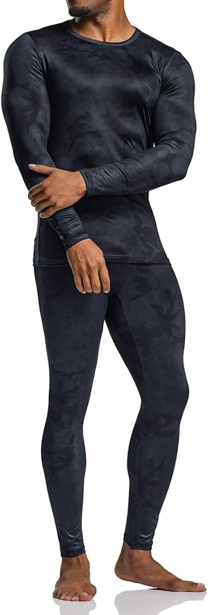 TSLA Men's Thermal Underwear Set, Microfiber Soft Fleece Lined Long Johns, Winter Warm Base Layer Top & Bottom