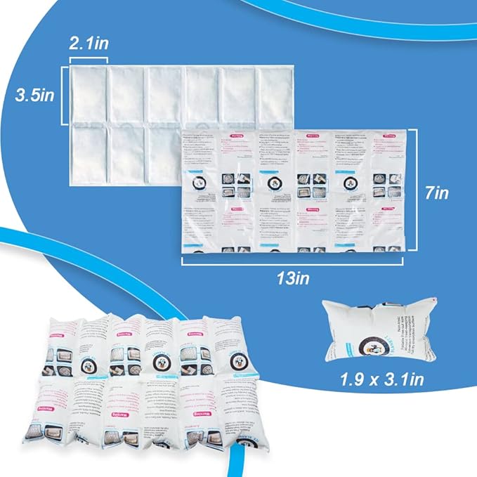 Dry Ice Pack Sheet for Shipping Frozen Food, Reusable Freezer Gel Packs for Coolers, Lunch Box Bag Cold Long Lasting, Cold Shipping Packaging for Mailing perishables 13.3"x 6.5" 2x6 Cells 100 Sheets