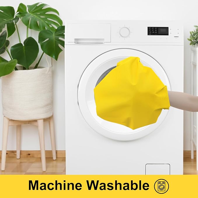 Smiry Picnic Table Cover with Bench Covers, Waterproof Elastic Fitted Polyester Tablecloths for 8 Ft Rectangle Tables, Washable Windproof Tablecloth for Camping, RV & Outdoor (Yellow, 30x96 Inches)