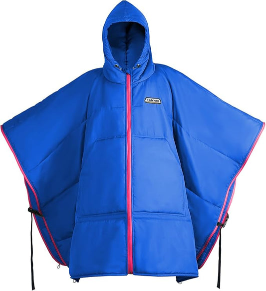 Outdoor Camping Blanket, Poncho Wearable Hoodie Blankets, Waterproof & Windproof, 75 * 55 inch, Warm, Durable & Portable, for Stadium, Concerts, Car Travel, Beach, Picnic, Grass