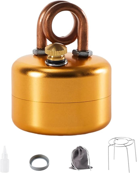Mini Alcohol Camping Stove – Lightweight Brass & Aluminum Spirit Burner with Stand | Faster Heating – Perfect for Backpacking, Hiking & Brewing Piping Hot Tea/Coffee