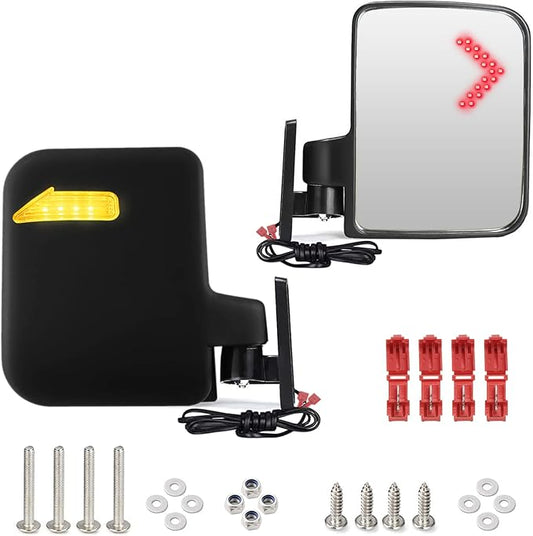 Universal Golf Cart Side Mirrors Rear View Mirror with Turn Signal Light for Club Car,EZGO and Yamaha Golf Carts