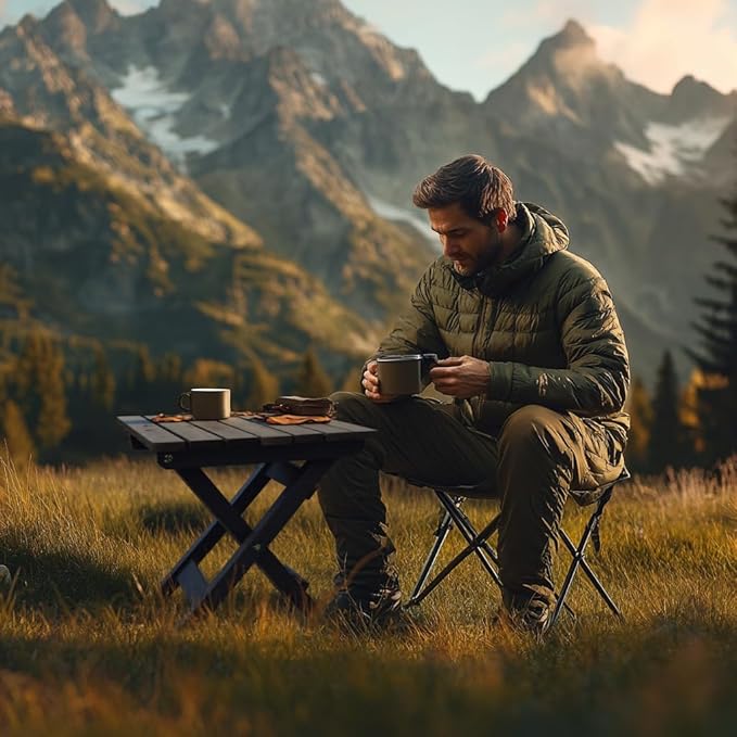 Outdoor Side Table, No Assembly Folding Wooden End Table for Outside or Indoor, Small Patio Tables for Camping, Pool, Bathroom, Backyard and Porch